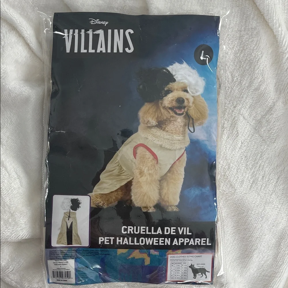 Disney Pet Halloween Disney Villains Cruella Dog Costume Officially Licensed nwt